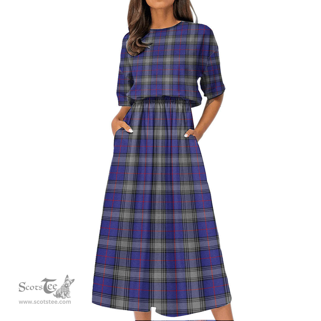 Scottish Kinnaird Tartan Womens Elastic Waist Dress Tartan Plaid Dress