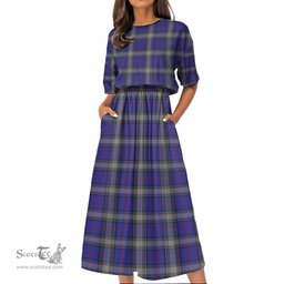 Scottish Kinnaird Tartan Womens Elastic Waist Dress Tartan Plaid Dress