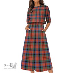 Scottish MacDuff Ancient Tartan Womens Elastic Waist Dress Tartan Plaid Dress