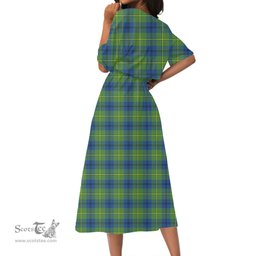 Scottish Johnston Ancient Tartan Crest Womens Elastic Waist Dress Tartan Plaid Dress
