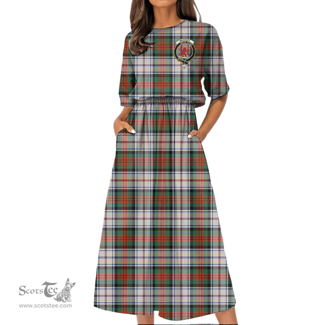 Scottish MacDuff Dress Ancient Tartan Crest Womens Elastic Waist Dress Tartan Plaid Dress