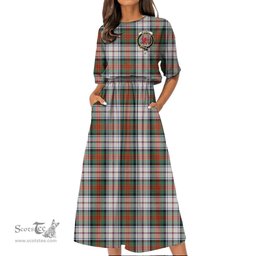 Scottish MacDuff Dress Ancient Tartan Crest Womens Elastic Waist Dress Tartan Plaid Dress