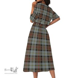 Scottish MacLeod of Harris Weathered Tartan Womens Elastic Waist Dress Tartan Plaid Dress