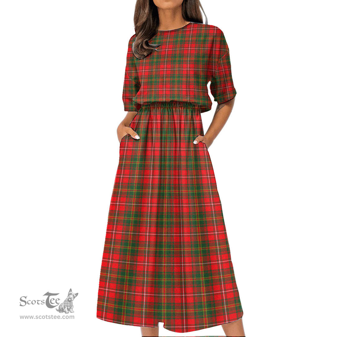Scottish Hay Modern Tartan Womens Elastic Waist Dress Tartan Plaid Dress