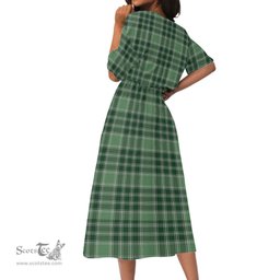 Scottish MacDonald Lord of the Isles Hunting Tartan Womens Elastic Waist Dress Tartan Plaid Dress