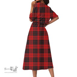 Scottish MacLeod of Raasay Tartan Crest Womens Elastic Waist Dress Tartan Plaid Dress