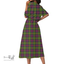 Scottish MacDonald of Clanranald Tartan Crest Womens Elastic Waist Dress Tartan Plaid Dress