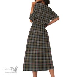 Scottish MacKenzie Weathered Tartan Womens Elastic Waist Dress Tartan Plaid Dress