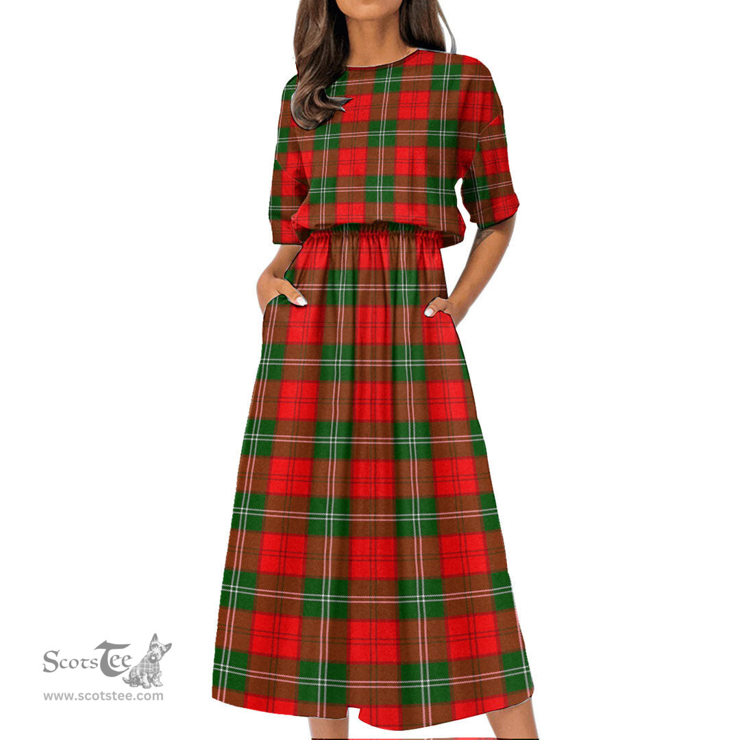 Scottish Lennox Modern Tartan Womens Elastic Waist Dress Tartan Plaid Dress