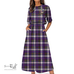 Scottish MacDonald Dress Modern Tartan Crest Womens Elastic Waist Dress Tartan Plaid Dress
