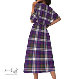 Scottish MacDonald Dress Modern Tartan Womens Elastic Waist Dress Tartan Plaid Dress