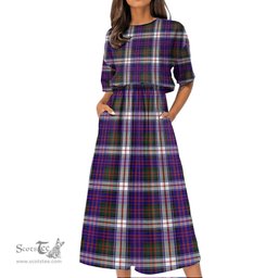 Scottish MacDonald Dress Modern Tartan Womens Elastic Waist Dress Tartan Plaid Dress