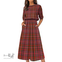 Scottish MacAlister Modern Tartan Womens Elastic Waist Dress Tartan Plaid Dress