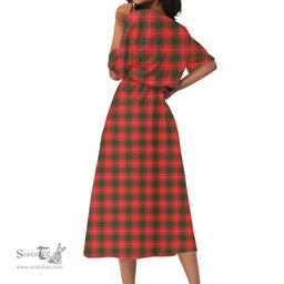 Scottish MacFie Tartan Crest Womens Elastic Waist Dress Tartan Plaid Dress