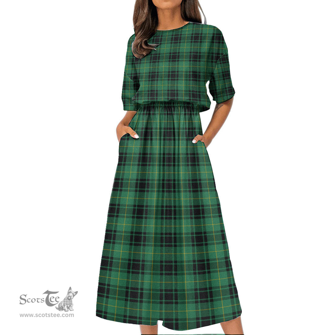 Scottish MacArthur Ancient Tartan Womens Elastic Waist Dress Tartan Plaid Dress