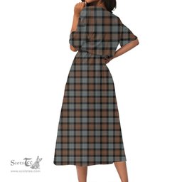 Scottish Gunn Weathered Tartan Crest Womens Elastic Waist Dress Tartan Plaid Dress