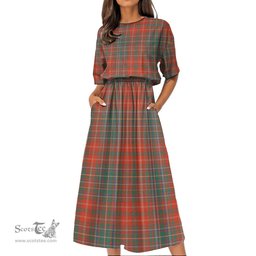 Scottish MacDougall Ancient Tartan Womens Elastic Waist Dress Tartan Plaid Dress