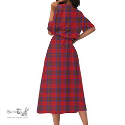 Scottish Leslie Modern Tartan Crest Womens Elastic Waist Dress Tartan Plaid Dress