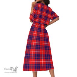 Scottish Hamilton Modern Tartan Womens Elastic Waist Dress Tartan Plaid Dress