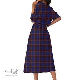 Scottish Home Modern Tartan Crest Womens Elastic Waist Dress Tartan Plaid Dress