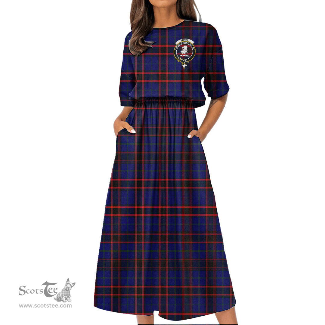 Scottish Home Modern Tartan Crest Womens Elastic Waist Dress Tartan Plaid Dress