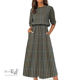 Scottish Haig Check Tartan Womens Elastic Waist Dress Tartan Plaid Dress