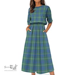 Scottish MacIntyre Hunting Ancient Tartan Womens Elastic Waist Dress Tartan Plaid Dress