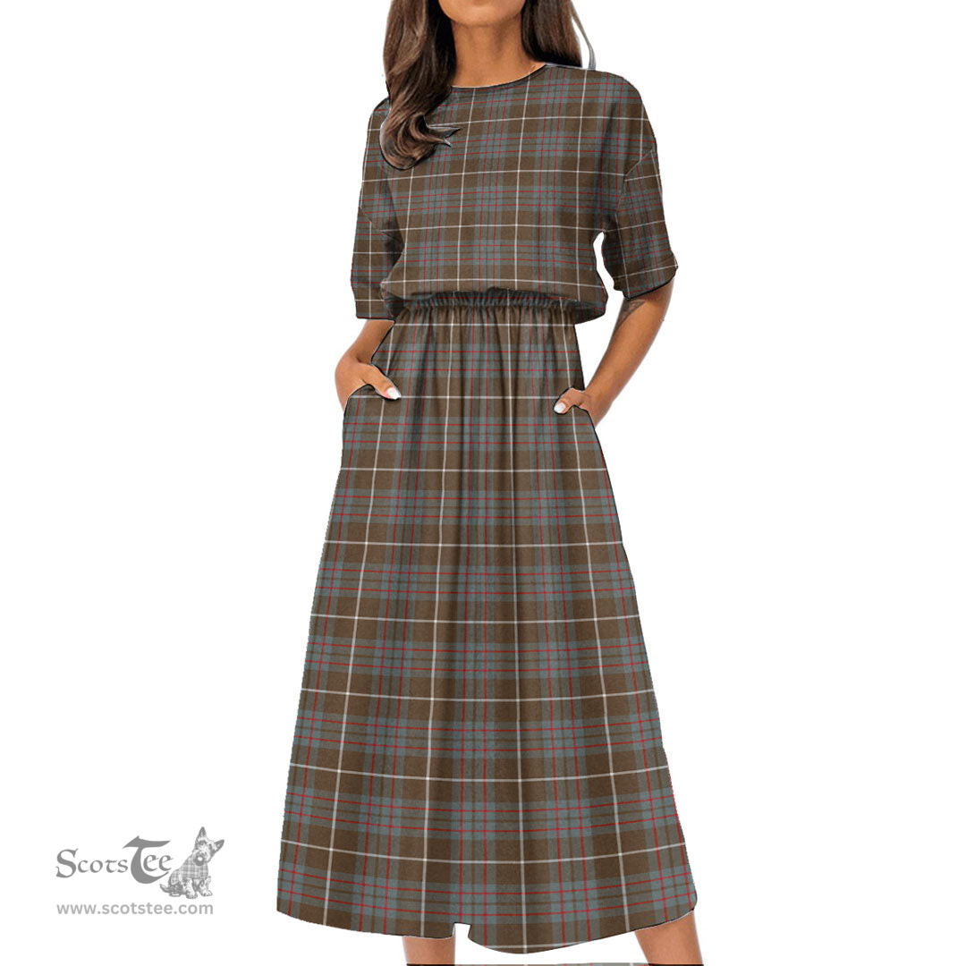 Scottish MacIntyre Hunting Weathered Tartan Womens Elastic Waist Dress Tartan Plaid Dress