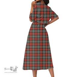Scottish MacLachlan Weathered Tartan Crest Womens Elastic Waist Dress Tartan Plaid Dress