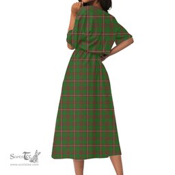 Scottish MacKinnon Hunting Modern Tartan Crest Womens Elastic Waist Dress Tartan Plaid Dress