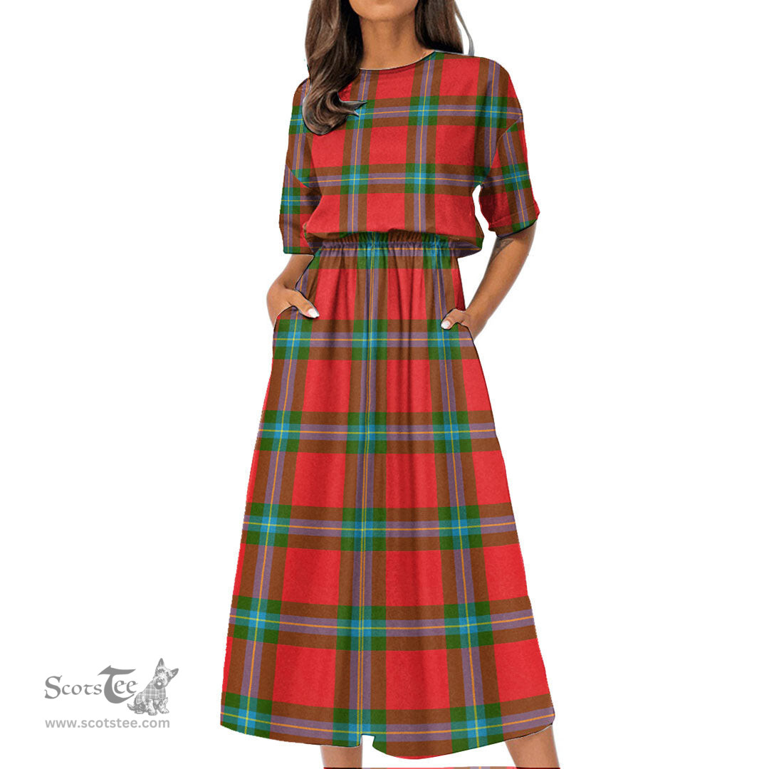 Scottish MacLaine of Loch Buie Tartan Womens Elastic Waist Dress Tartan Plaid Dress