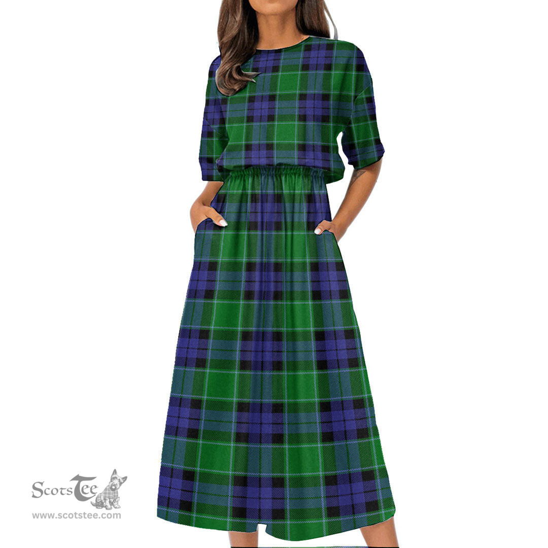 Scottish Graham of Menteith Modern Tartan Womens Elastic Waist Dress Tartan Plaid Dress