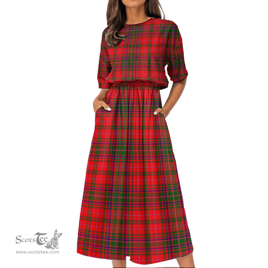 Scottish MacDougall Modern Tartan Womens Elastic Waist Dress Tartan Plaid Dress