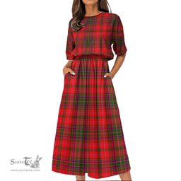 Scottish MacDougall Modern Tartan Womens Elastic Waist Dress Tartan Plaid Dress