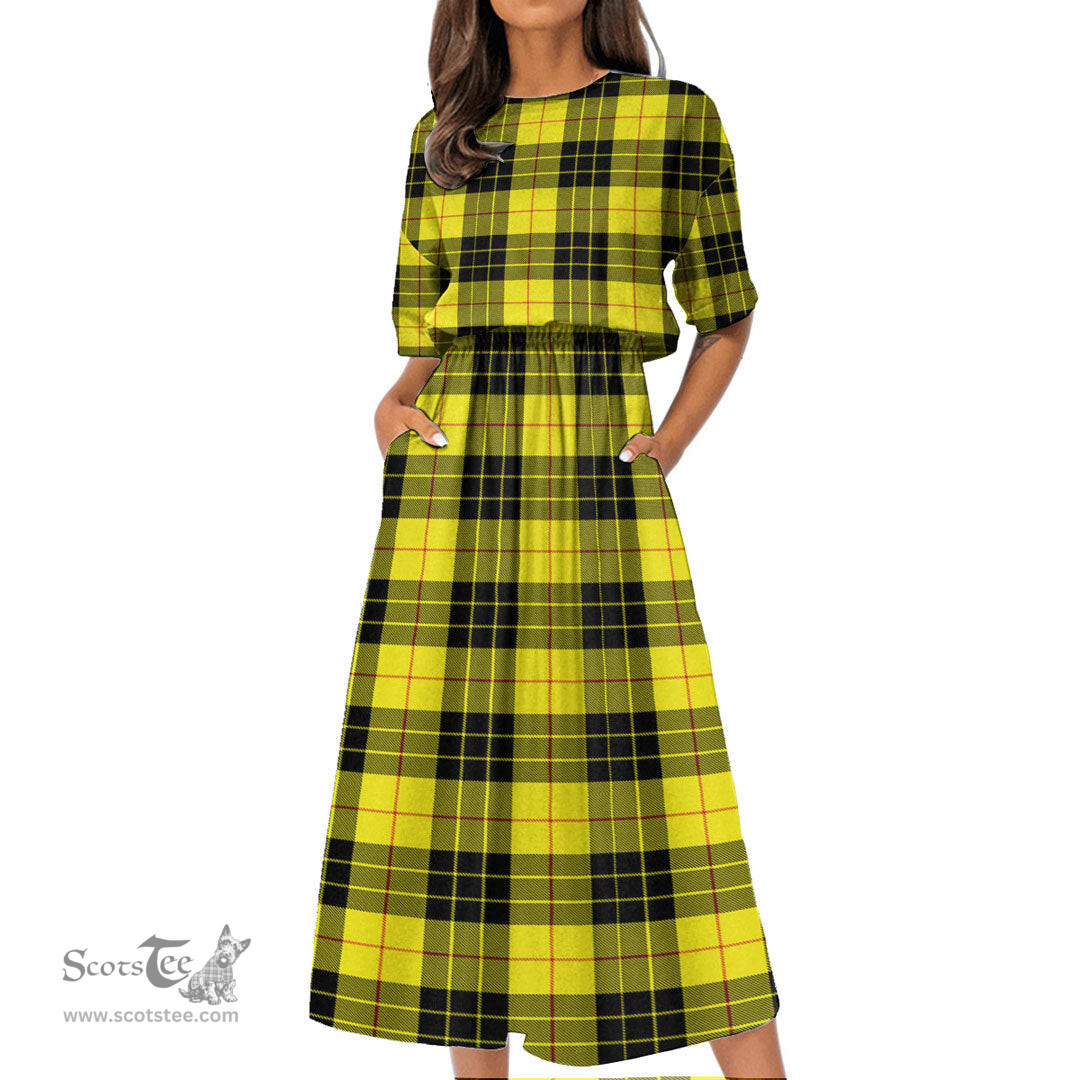 Scottish MacLeod of Lewis Modern Tartan Womens Elastic Waist Dress Tartan Plaid Dress