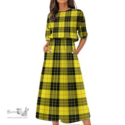 Scottish MacLeod of Lewis Modern Tartan Womens Elastic Waist Dress Tartan Plaid Dress