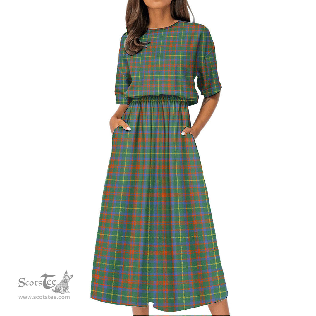 Scottish MacKintosh Hunting Ancient Tartan Womens Elastic Waist Dress Tartan Plaid Dress