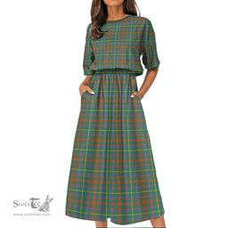 Scottish MacKintosh Hunting Ancient Tartan Womens Elastic Waist Dress Tartan Plaid Dress