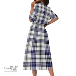 Scottish Hannay Modern Tartan Womens Elastic Waist Dress Tartan Plaid Dress