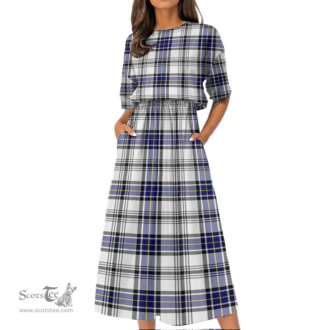 Scottish Hannay Modern Tartan Womens Elastic Waist Dress Tartan Plaid Dress