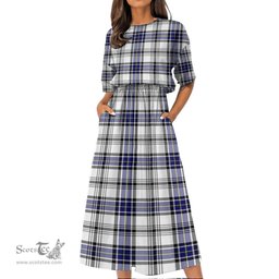 Scottish Hannay Modern Tartan Womens Elastic Waist Dress Tartan Plaid Dress