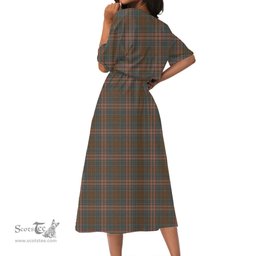 Scottish Kennedy Weathered Tartan Crest Womens Elastic Waist Dress Tartan Plaid Dress