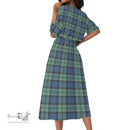 Scottish Leslie Hunting Ancient Tartan Womens Elastic Waist Dress Tartan Plaid Dress