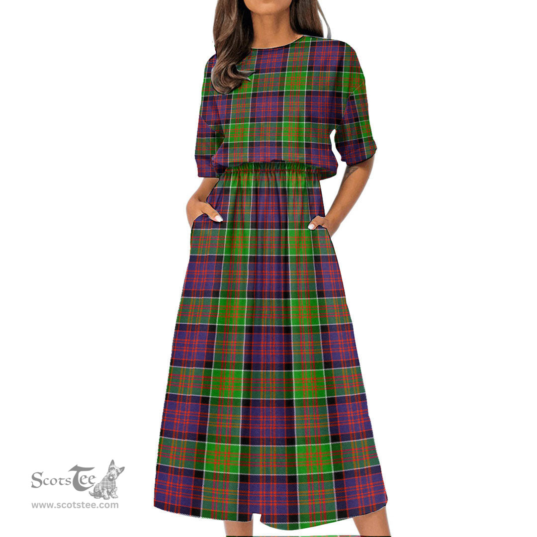 Scottish MacDonald of Clanranald Tartan Womens Elastic Waist Dress Tartan Plaid Dress