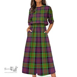 Scottish MacDonald of Clanranald Tartan Womens Elastic Waist Dress Tartan Plaid Dress