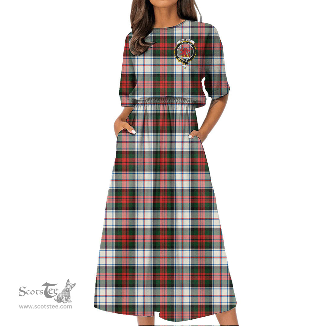 Scottish MacDuff Dress Modern Tartan Crest Womens Elastic Waist Dress Tartan Plaid Dress