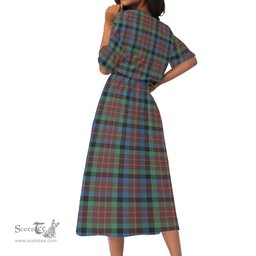 Scottish MacDuff Hunting Ancient Tartan Womens Elastic Waist Dress Tartan Plaid Dress