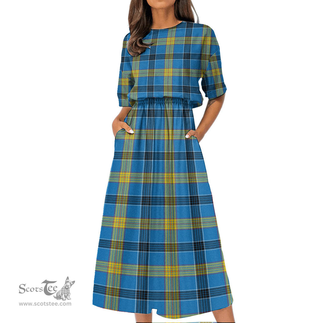 Scottish Laing Tartan Womens Elastic Waist Dress Tartan Plaid Dress