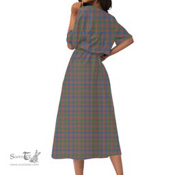 Scottish MacIntyre Ancient Tartan Crest Womens Elastic Waist Dress Tartan Plaid Dress