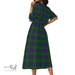 Scottish Lockhart Modern Tartan Womens Elastic Waist Dress Tartan Plaid Dress